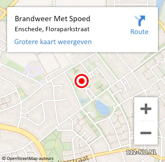 Locatie op kaart van de 112 melding: Brandweer Met Spoed Naar Enschede, Floraparkstraat op 28 mei 2023 01:51