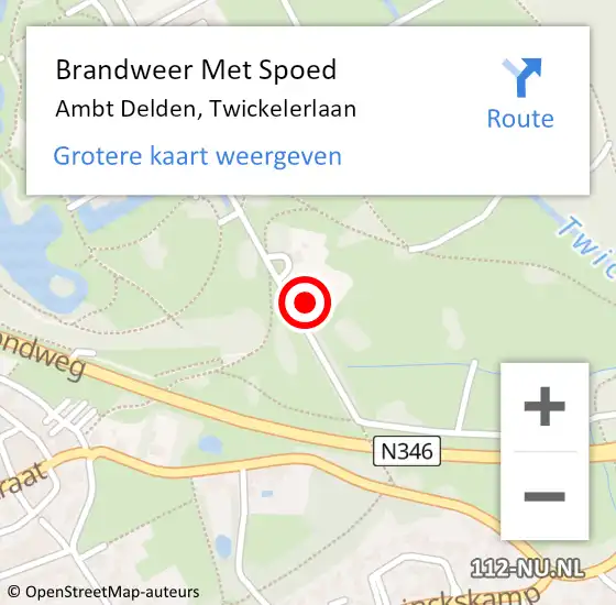 Locatie op kaart van de 112 melding: Brandweer Met Spoed Naar Ambt Delden, Twickelerlaan op 28 mei 2023 02:09