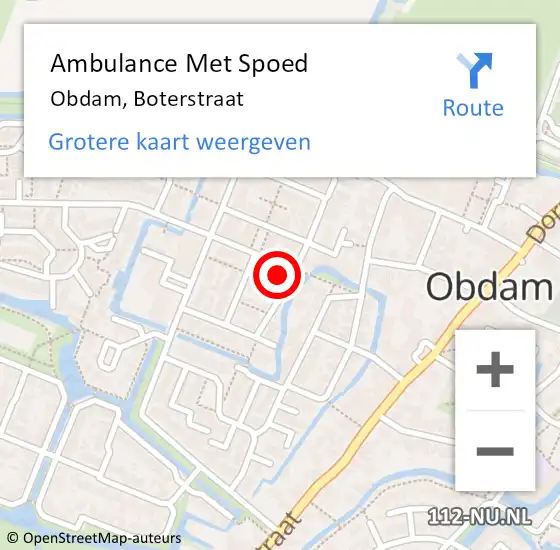 Locatie op kaart van de 112 melding: Ambulance Met Spoed Naar Obdam, Boterstraat op 28 mei 2023 02:22