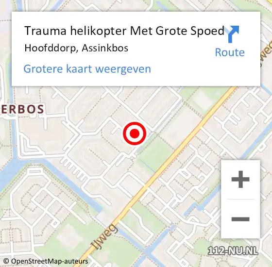 Locatie op kaart van de 112 melding: Trauma helikopter Met Grote Spoed Naar Hoofddorp, Assinkbos op 28 mei 2023 02:26