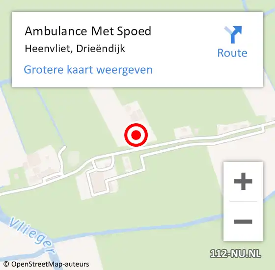 Locatie op kaart van de 112 melding: Ambulance Met Spoed Naar Heenvliet, Drieëndijk op 28 mei 2023 03:14