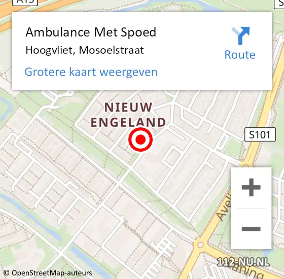 Locatie op kaart van de 112 melding: Ambulance Met Spoed Naar Hoogvliet, Mosoelstraat op 28 mei 2023 03:45