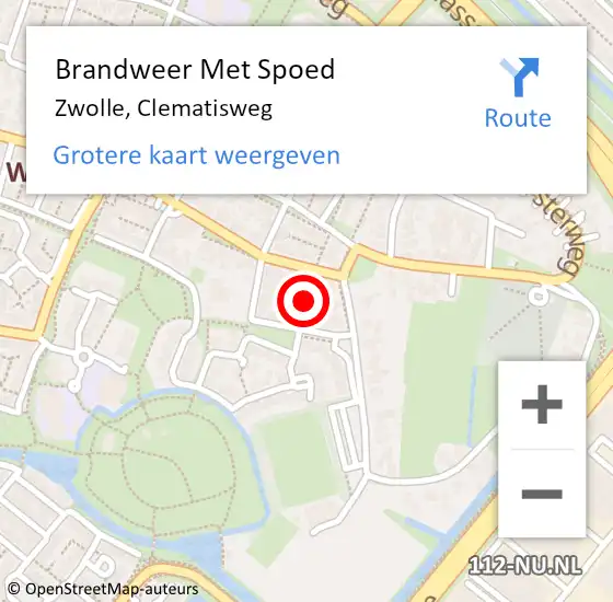 Locatie op kaart van de 112 melding: Brandweer Met Spoed Naar Zwolle, Clematisweg op 28 mei 2023 03:51