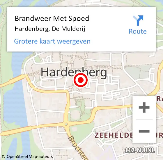 Locatie op kaart van de 112 melding: Brandweer Met Spoed Naar Hardenberg, De Mulderij op 28 mei 2023 03:57