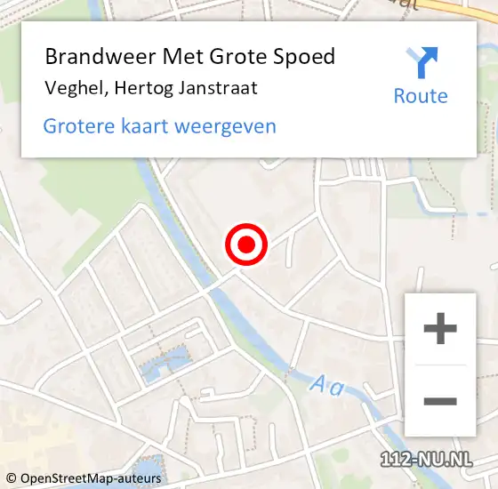 Locatie op kaart van de 112 melding: Brandweer Met Grote Spoed Naar Veghel, Hertog Janstraat op 28 mei 2023 04:29