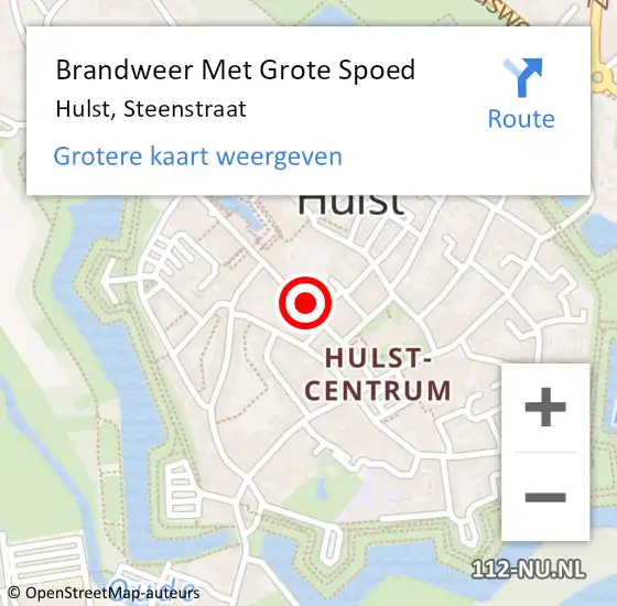 Locatie op kaart van de 112 melding: Brandweer Met Grote Spoed Naar Hulst, Steenstraat op 28 mei 2023 05:09