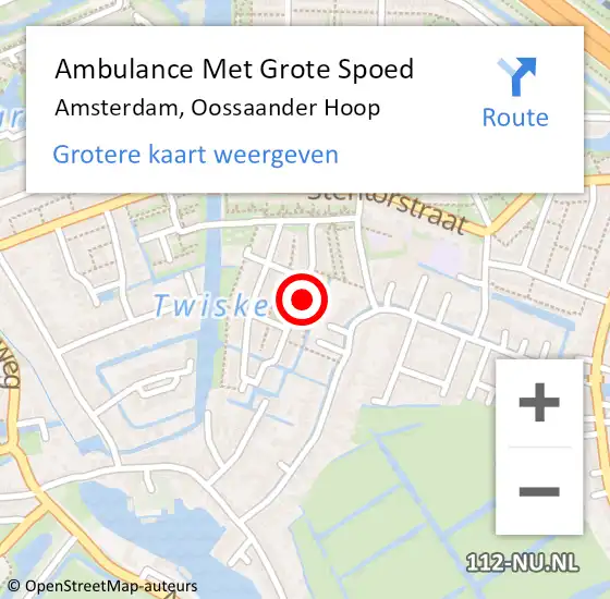 Locatie op kaart van de 112 melding: Ambulance Met Grote Spoed Naar Amsterdam, Oossaander Hoop op 28 mei 2023 05:14