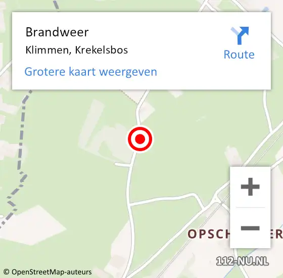 Locatie op kaart van de 112 melding: Brandweer Klimmen, Krekelsbos op 27 augustus 2014 00:21