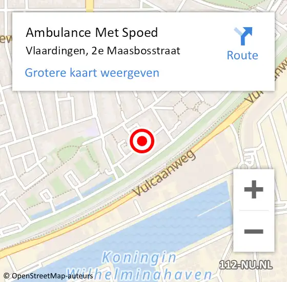 Locatie op kaart van de 112 melding: Ambulance Met Spoed Naar Vlaardingen, 2e Maasbosstraat op 28 mei 2023 06:36