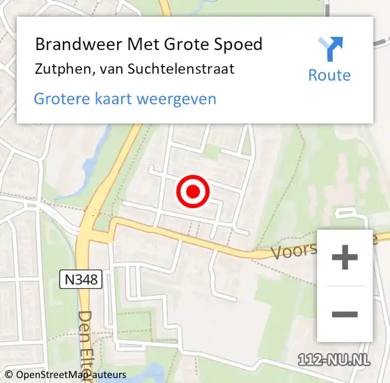 Locatie op kaart van de 112 melding: Brandweer Met Grote Spoed Naar Zutphen, van Suchtelenstraat op 28 mei 2023 07:24