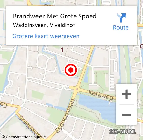 Locatie op kaart van de 112 melding: Brandweer Met Grote Spoed Naar Waddinxveen, Vivaldihof op 28 mei 2023 07:31