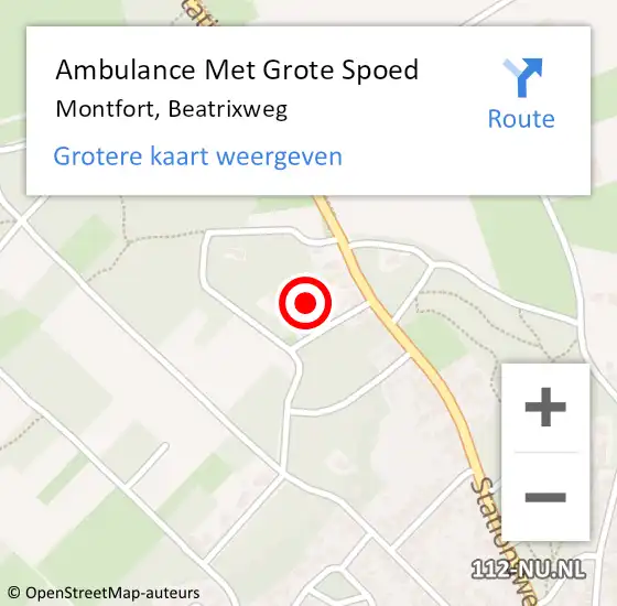 Locatie op kaart van de 112 melding: Ambulance Met Grote Spoed Naar Montfort, Beatrixweg op 28 mei 2023 07:46