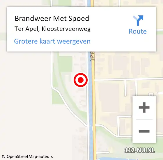 Locatie op kaart van de 112 melding: Brandweer Met Spoed Naar Ter Apel, Kloosterveenweg op 28 mei 2023 07:55