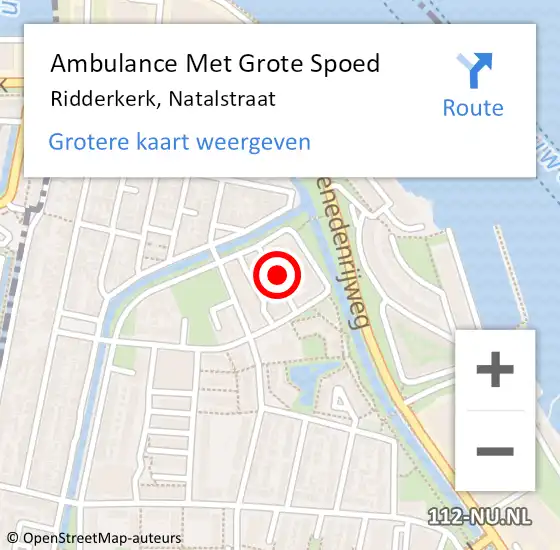 Locatie op kaart van de 112 melding: Ambulance Met Grote Spoed Naar Ridderkerk, Natalstraat op 28 mei 2023 08:06
