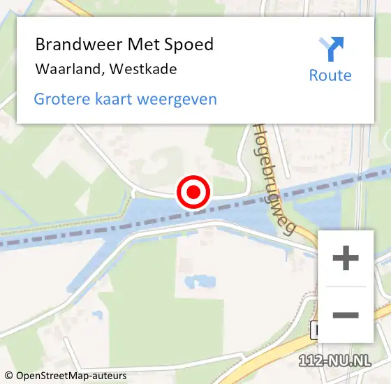 Locatie op kaart van de 112 melding: Brandweer Met Spoed Naar Waarland, Westkade op 28 mei 2023 08:21