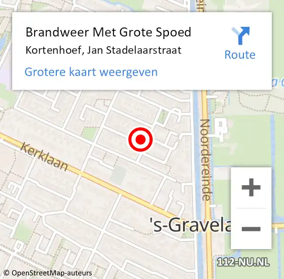 Locatie op kaart van de 112 melding: Brandweer Met Grote Spoed Naar Kortenhoef, Jan Stadelaarstraat op 28 mei 2023 08:34