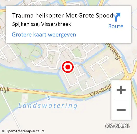 Locatie op kaart van de 112 melding: Trauma helikopter Met Grote Spoed Naar Spijkenisse, Visserskreek op 28 mei 2023 09:07