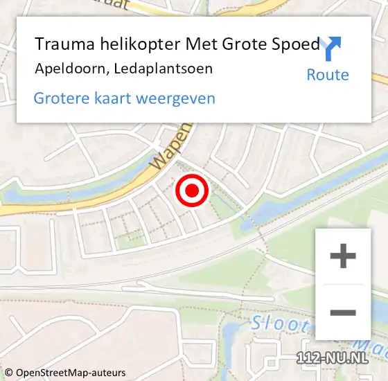 Locatie op kaart van de 112 melding: Trauma helikopter Met Grote Spoed Naar Apeldoorn, Ledaplantsoen op 28 mei 2023 09:21