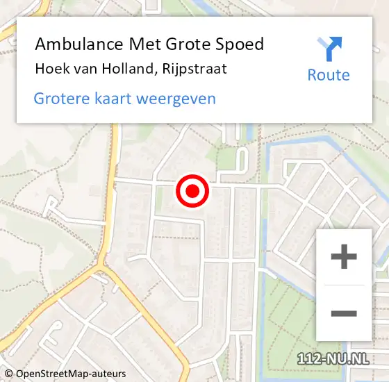 Locatie op kaart van de 112 melding: Ambulance Met Grote Spoed Naar Hoek van Holland, Rijpstraat op 28 mei 2023 09:23