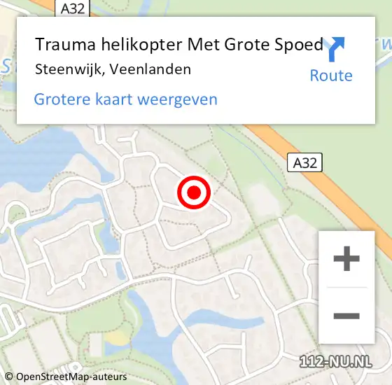 Locatie op kaart van de 112 melding: Trauma helikopter Met Grote Spoed Naar Steenwijk, Veenlanden op 28 mei 2023 09:44