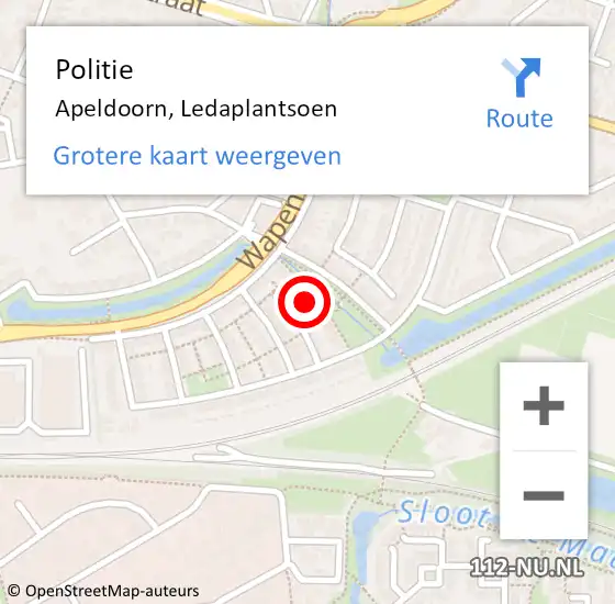 Locatie op kaart van de 112 melding: Politie Apeldoorn, Ledaplantsoen op 28 mei 2023 09:47