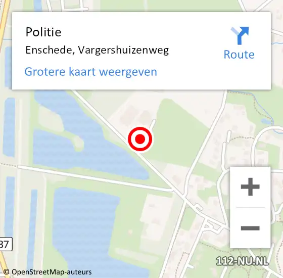 Locatie op kaart van de 112 melding: Politie Enschede, Vargershuizenweg op 28 mei 2023 10:31