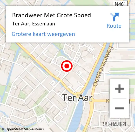 Locatie op kaart van de 112 melding: Brandweer Met Grote Spoed Naar Ter Aar, Essenlaan op 28 mei 2023 10:41