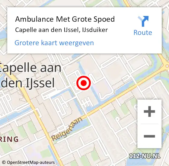 Locatie op kaart van de 112 melding: Ambulance Met Grote Spoed Naar Capelle aan den IJssel, IJsduiker op 28 mei 2023 10:59