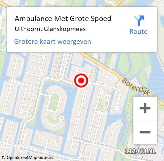 Locatie op kaart van de 112 melding: Ambulance Met Grote Spoed Naar Uithoorn, Glanskopmees op 28 mei 2023 11:35
