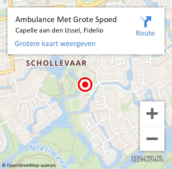 Locatie op kaart van de 112 melding: Ambulance Met Grote Spoed Naar Capelle aan den IJssel, Fidelio op 28 mei 2023 11:38