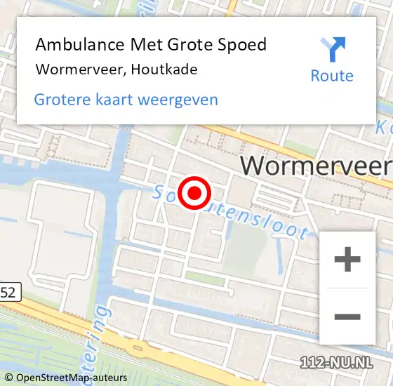 Locatie op kaart van de 112 melding: Ambulance Met Grote Spoed Naar Wormerveer, Houtkade op 28 mei 2023 11:43