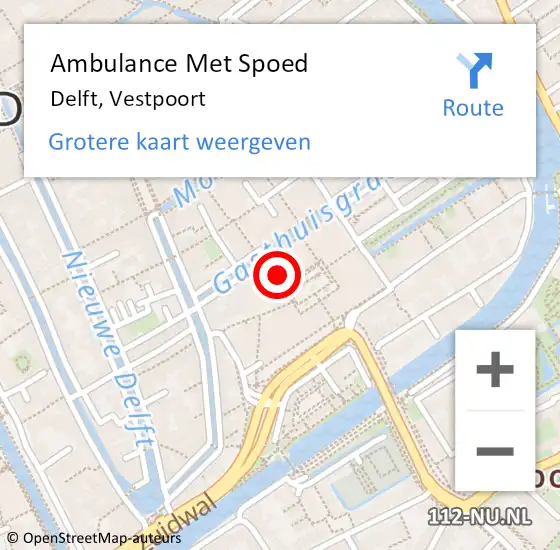 Locatie op kaart van de 112 melding: Ambulance Met Spoed Naar Delft, Vestpoort op 28 mei 2023 11:59