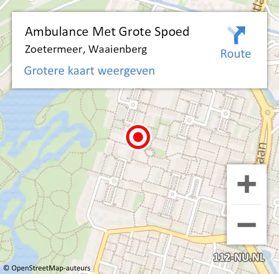 Locatie op kaart van de 112 melding: Ambulance Met Grote Spoed Naar Zoetermeer, Waaienberg op 28 mei 2023 12:10