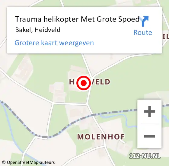 Locatie op kaart van de 112 melding: Trauma helikopter Met Grote Spoed Naar Bakel, Heidveld op 28 mei 2023 12:15
