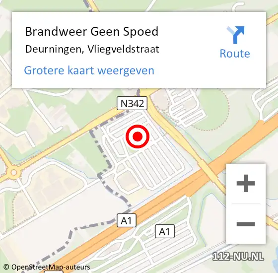 Locatie op kaart van de 112 melding: Brandweer Geen Spoed Naar Deurningen, Vliegveldstraat op 28 mei 2023 12:33