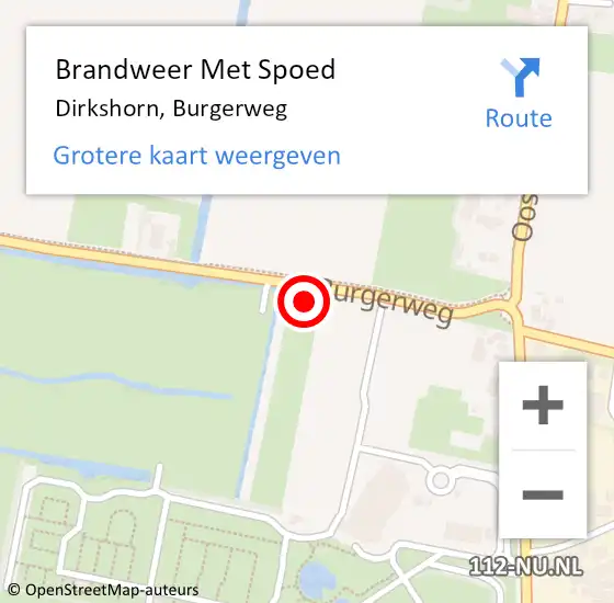 Locatie op kaart van de 112 melding: Brandweer Met Spoed Naar Dirkshorn, Burgerweg op 28 mei 2023 12:56
