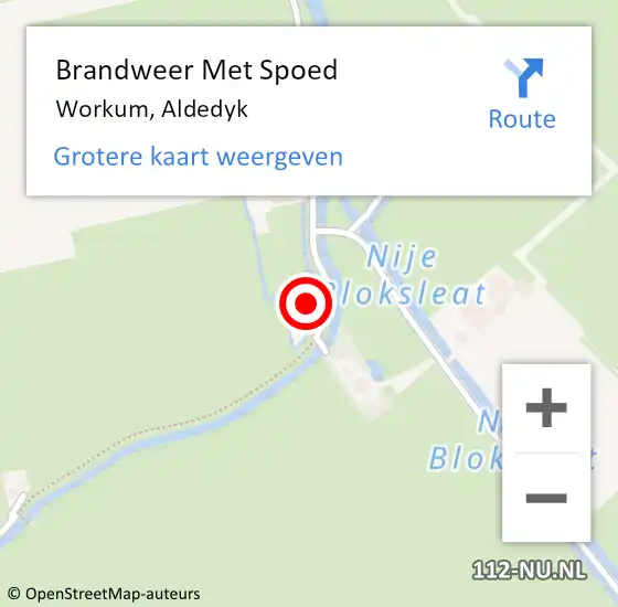 Locatie op kaart van de 112 melding: Brandweer Met Spoed Naar Workum, Aldedyk op 28 mei 2023 13:12