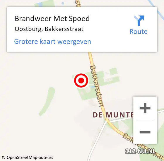 Locatie op kaart van de 112 melding: Brandweer Met Spoed Naar Oostburg, Bakkersstraat op 28 mei 2023 13:30