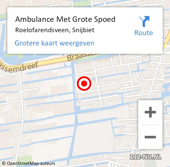 Locatie op kaart van de 112 melding: Ambulance Met Grote Spoed Naar Roelofarendsveen, Snijbiet op 28 mei 2023 13:36