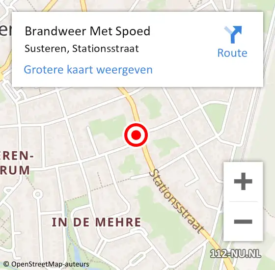 Locatie op kaart van de 112 melding: Brandweer Met Spoed Naar Susteren, Stationsstraat op 28 mei 2023 14:00