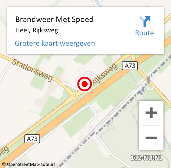 Locatie op kaart van de 112 melding: Brandweer Met Spoed Naar Heel, Rijksweg op 28 mei 2023 14:03