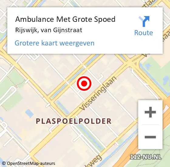 Locatie op kaart van de 112 melding: Ambulance Met Grote Spoed Naar Rijswijk, van Gijnstraat op 28 mei 2023 14:35