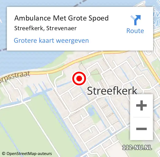 Locatie op kaart van de 112 melding: Ambulance Met Grote Spoed Naar Streefkerk, Strevenaer op 28 mei 2023 14:57