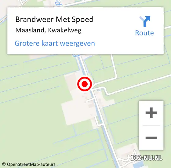 Locatie op kaart van de 112 melding: Brandweer Met Spoed Naar Maasland, Kwakelweg op 28 mei 2023 14:58