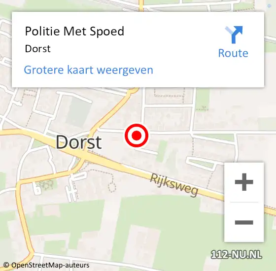 Locatie op kaart van de 112 melding: Politie Met Spoed Naar Dorst op 28 mei 2023 15:02