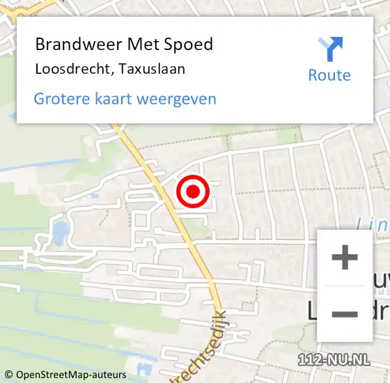 Locatie op kaart van de 112 melding: Brandweer Met Spoed Naar Loosdrecht, Taxuslaan op 28 mei 2023 15:05