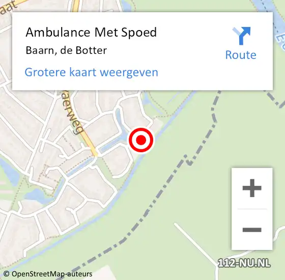 Locatie op kaart van de 112 melding: Ambulance Met Spoed Naar Baarn, de Botter op 27 augustus 2014 02:59