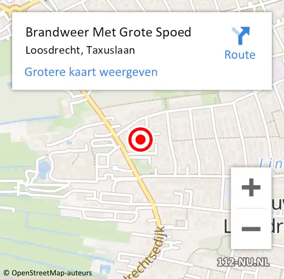 Locatie op kaart van de 112 melding: Brandweer Met Grote Spoed Naar Loosdrecht, Taxuslaan op 28 mei 2023 15:06