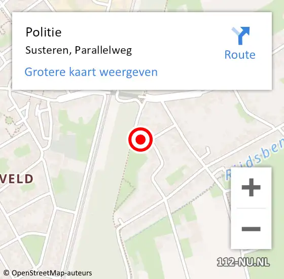 Locatie op kaart van de 112 melding: Politie Susteren, Parallelweg op 28 mei 2023 15:30