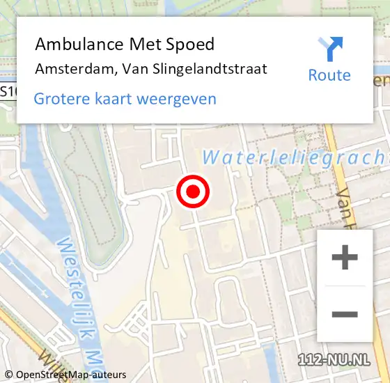 Locatie op kaart van de 112 melding: Ambulance Met Spoed Naar Amsterdam, Van Slingelandtstraat op 28 mei 2023 15:58